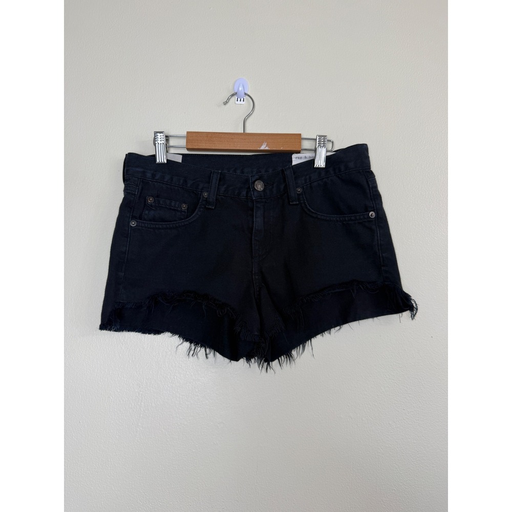 Rag & Bone Womens Black Denim Cut Off Shorts Raw Hem Size 25 Grunge Festival